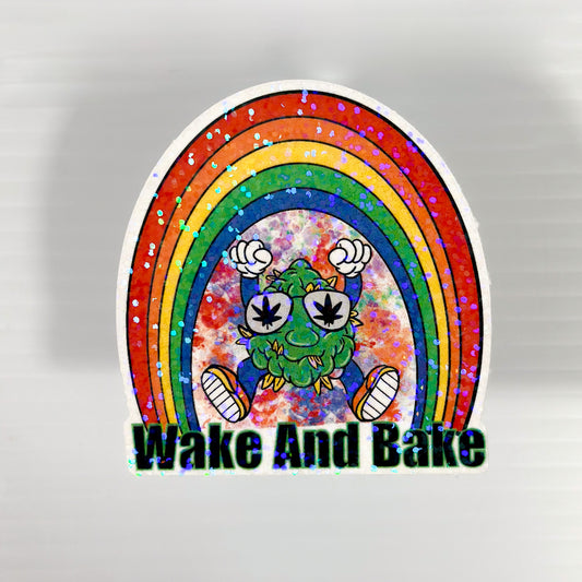 Rainbow Wake and Bake Sticker – Vibrant Vibes Collection