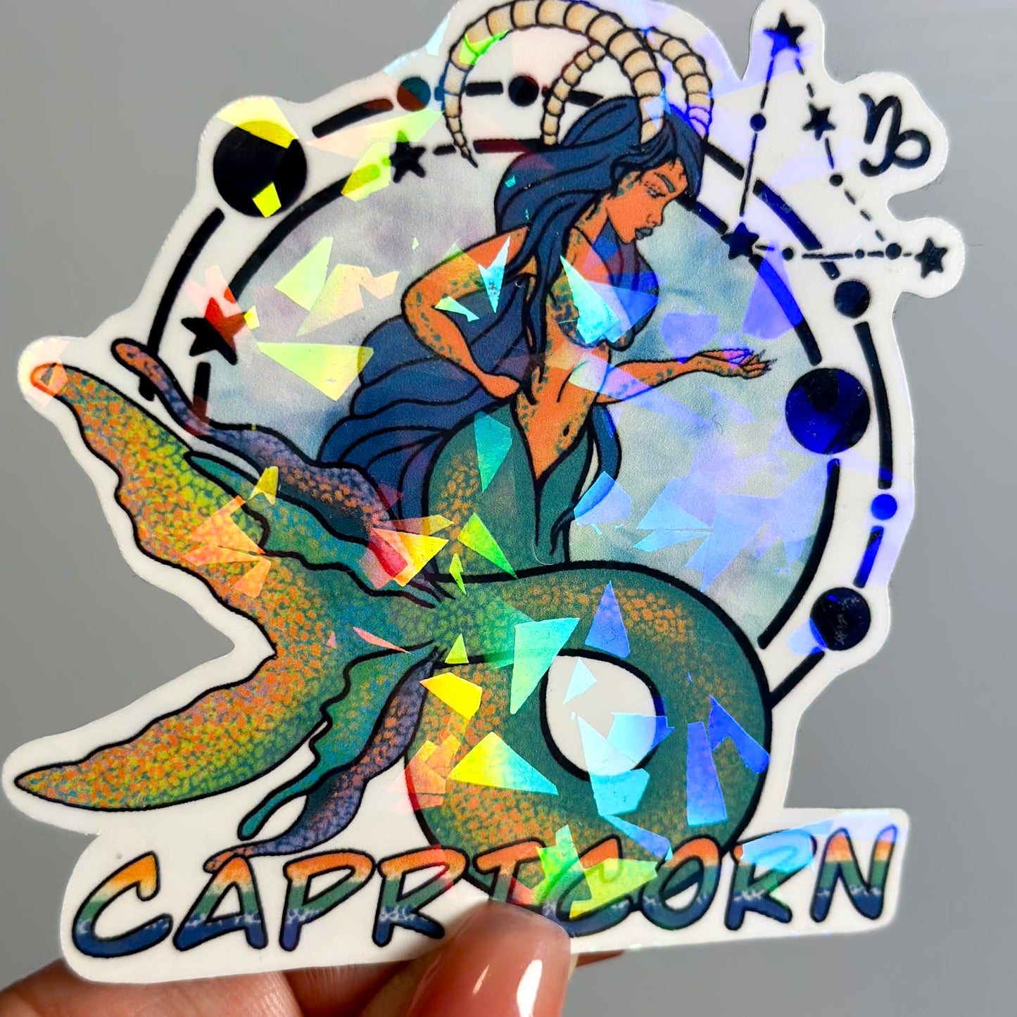 Capricorn Holographic Sticker – Zodiac Shine Collection