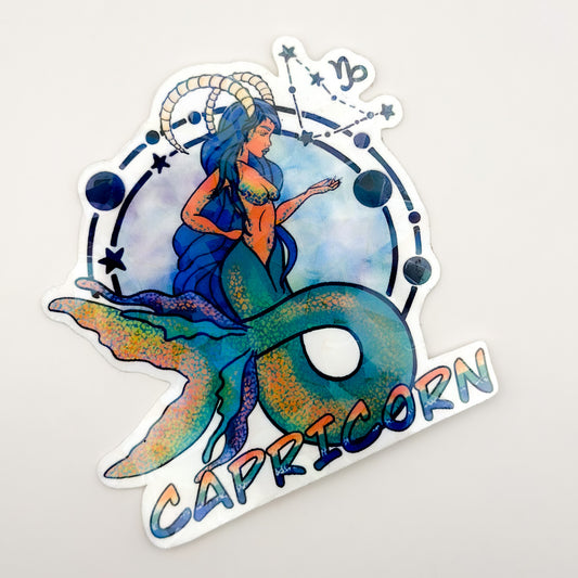 Capricorn Holographic Sticker – Zodiac Shine Collection