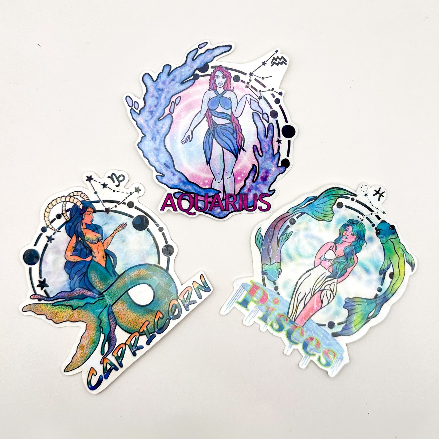 Aquarius Star Sign Holographic Sticker (Holographic)