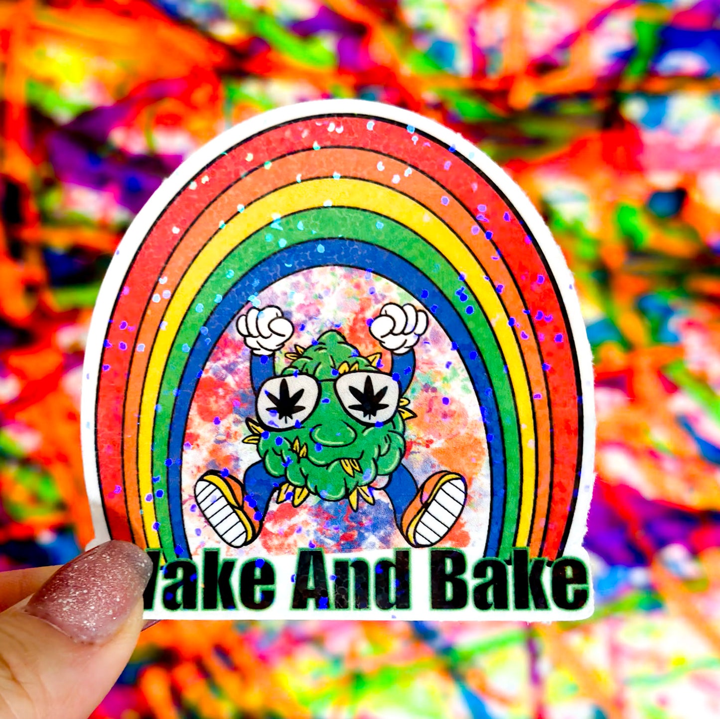 Rainbow Wake and Bake Sticker – Vibrant Vibes Collection