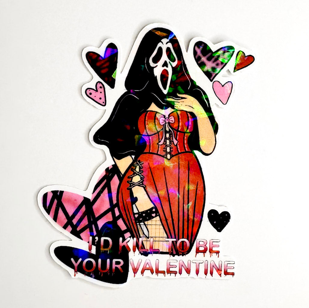 Ghost Face Valentines Sticker – Spooky Romance Collection