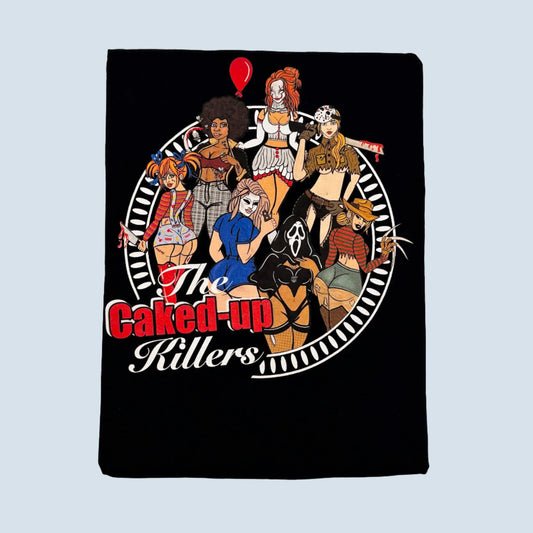 Caked Up Killers Limited Edition Cotton Black T-Shirts with Original Art DTG Prints