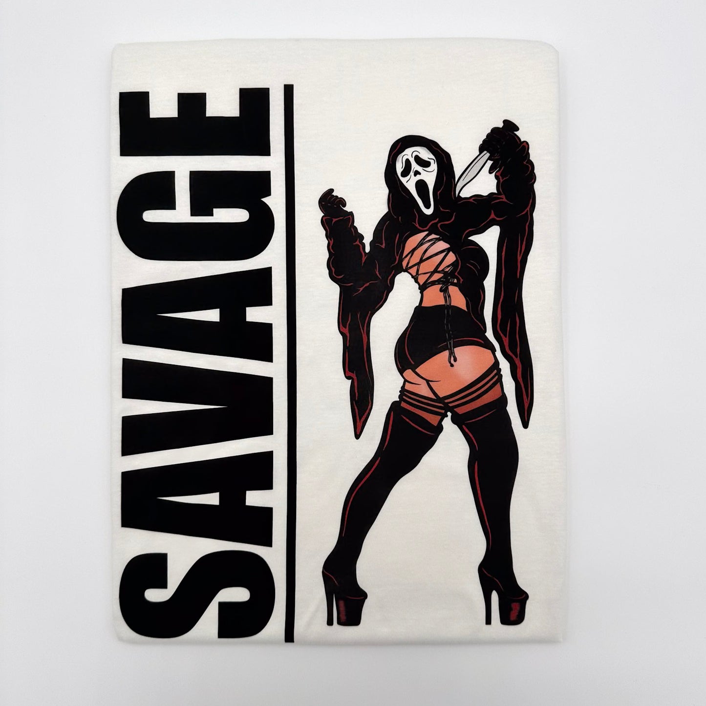 GhostFace Savage Limited Edition Cotton Black T-Shirts with Original Art DTG Prints