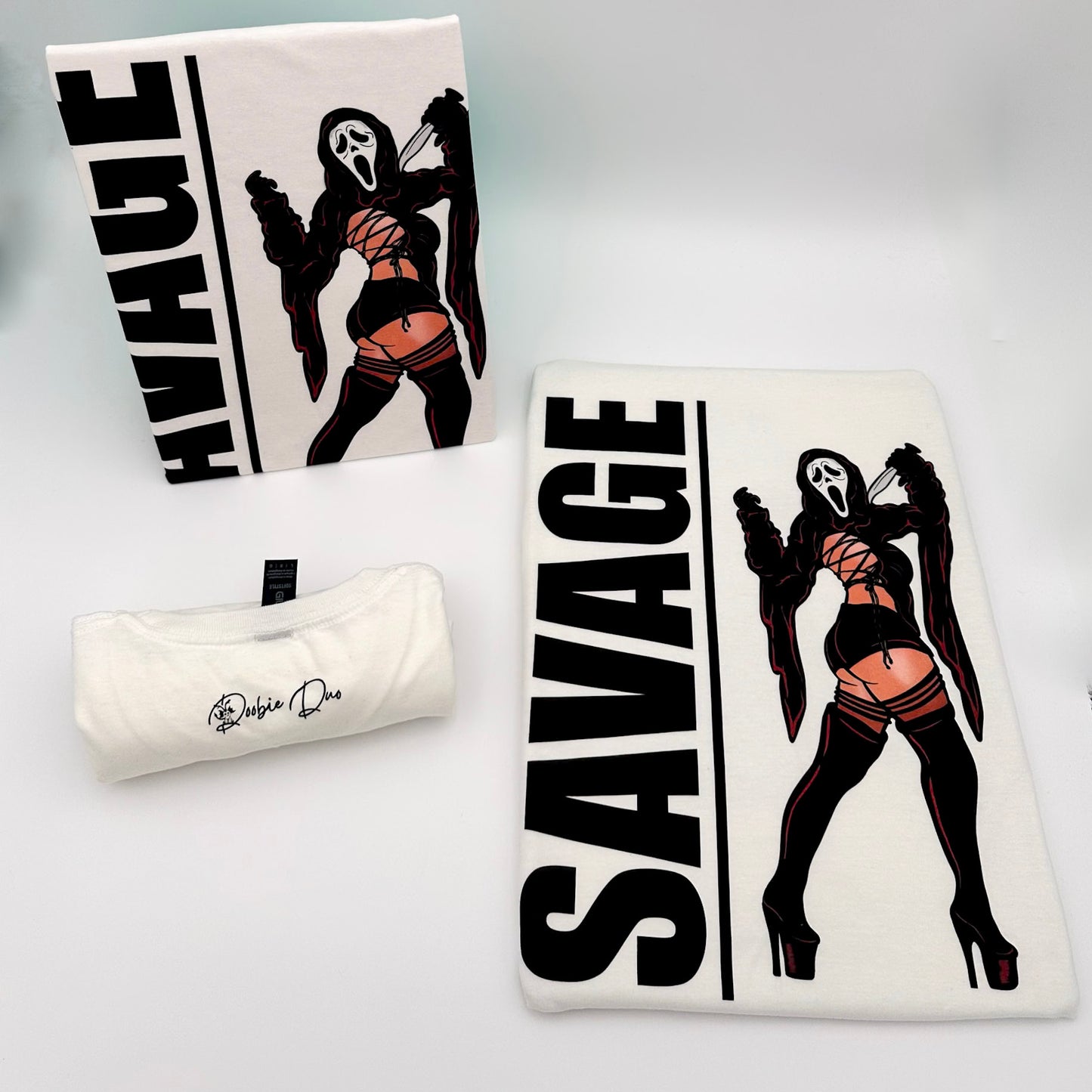 GhostFace Savage Limited Edition Cotton Black T-Shirts with Original Art DTG Prints